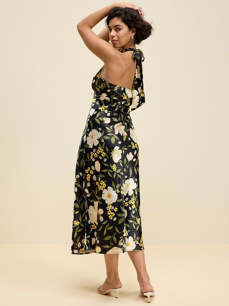 Image number 8 showing, The Occasion by Old Navy Fit and Flare Satin Halter Midi Dress
