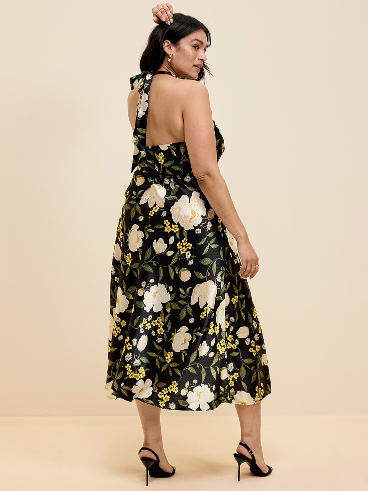 Image number 10 showing, The Occasion by Old Navy Fit and Flare Satin Halter Midi Dress
