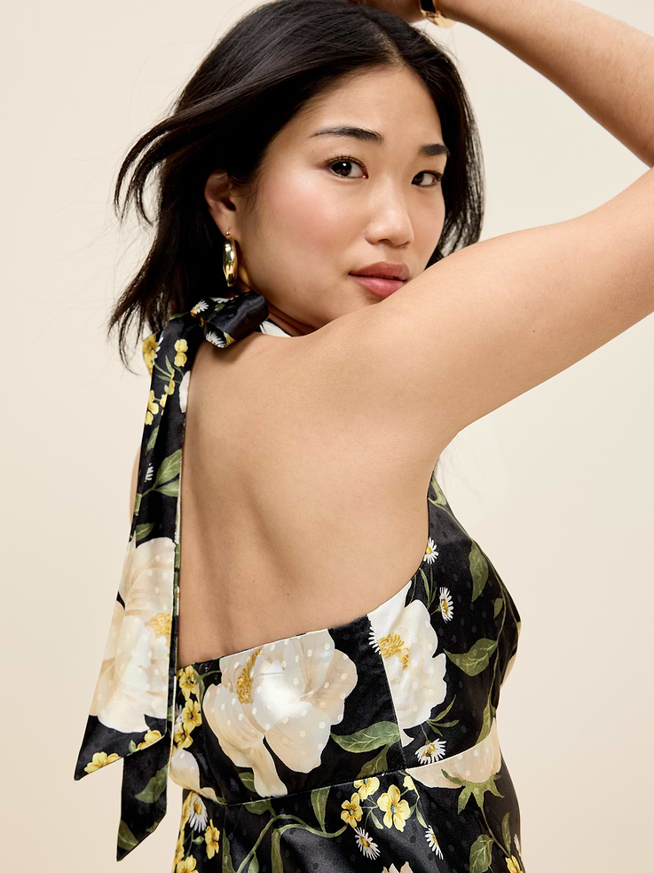 Image number 5 showing, The Occasion by Old Navy Fit and Flare Satin Halter Midi Dress