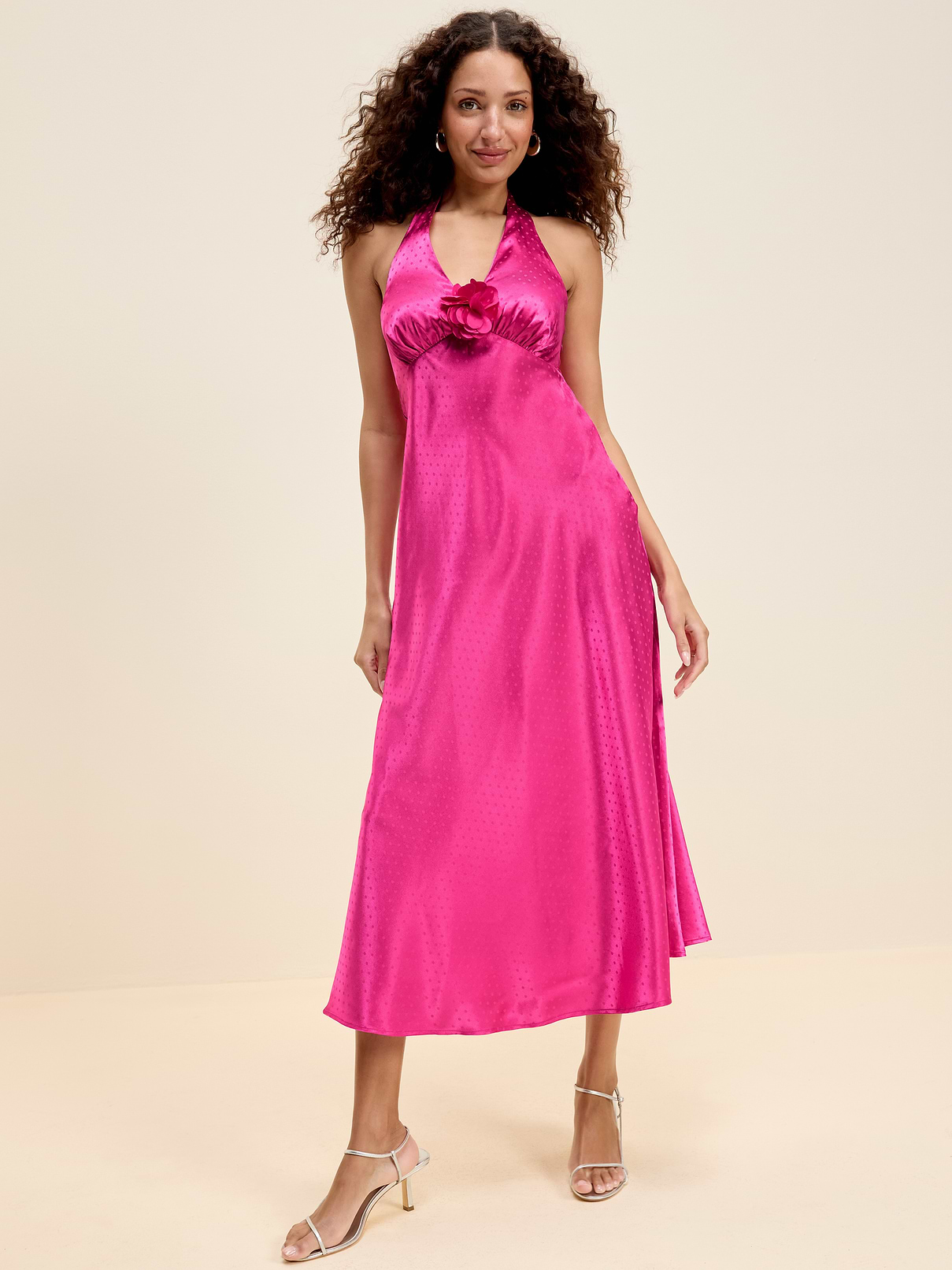 The Occasion by Old Navy Fit and Flare Satin Halter Midi Dress