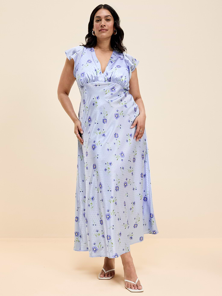 Image number 9 showing, The Occasion by Old Navy Satin Flutter-Sleeve Maxi Dress