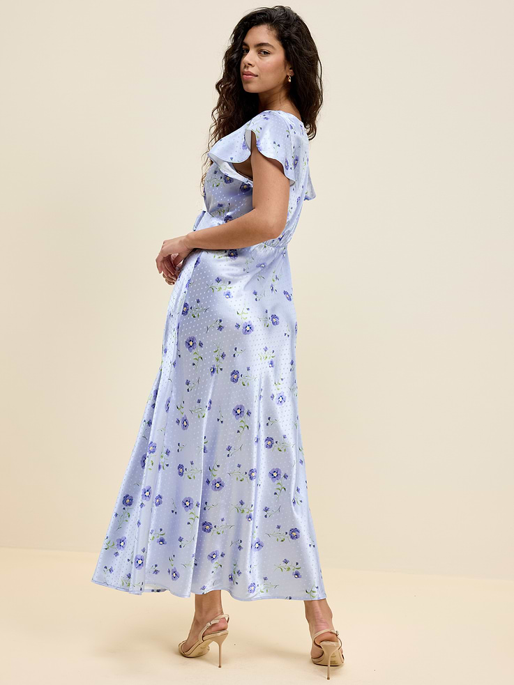 Image number 8 showing, The Occasion by Old Navy Satin Flutter-Sleeve Maxi Dress