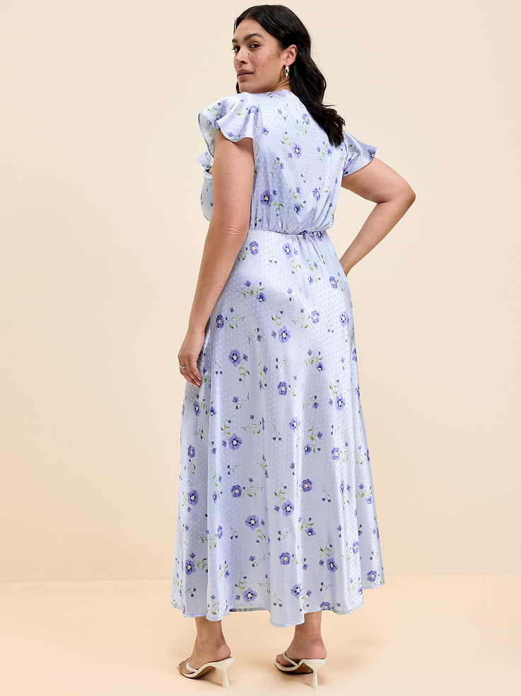 Image number 10 showing, The Occasion by Old Navy Satin Flutter-Sleeve Maxi Dress