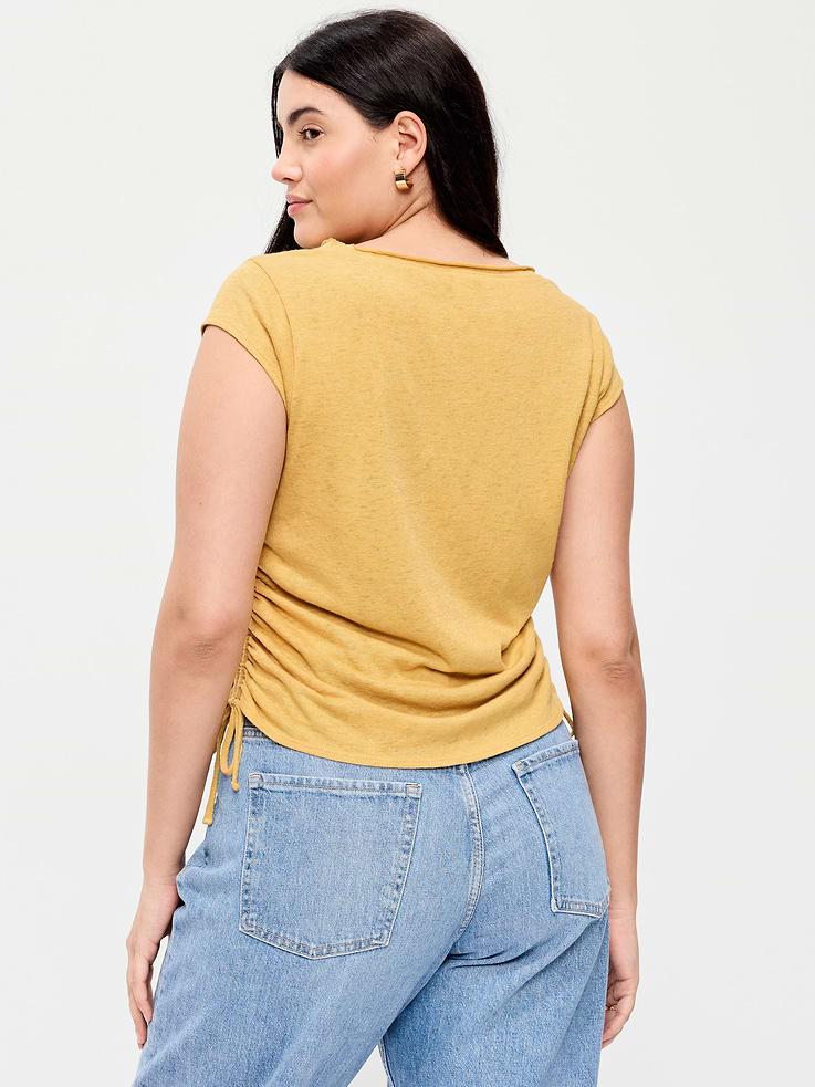 Image number 7 showing, Cap-Sleeve Shirred Side Top