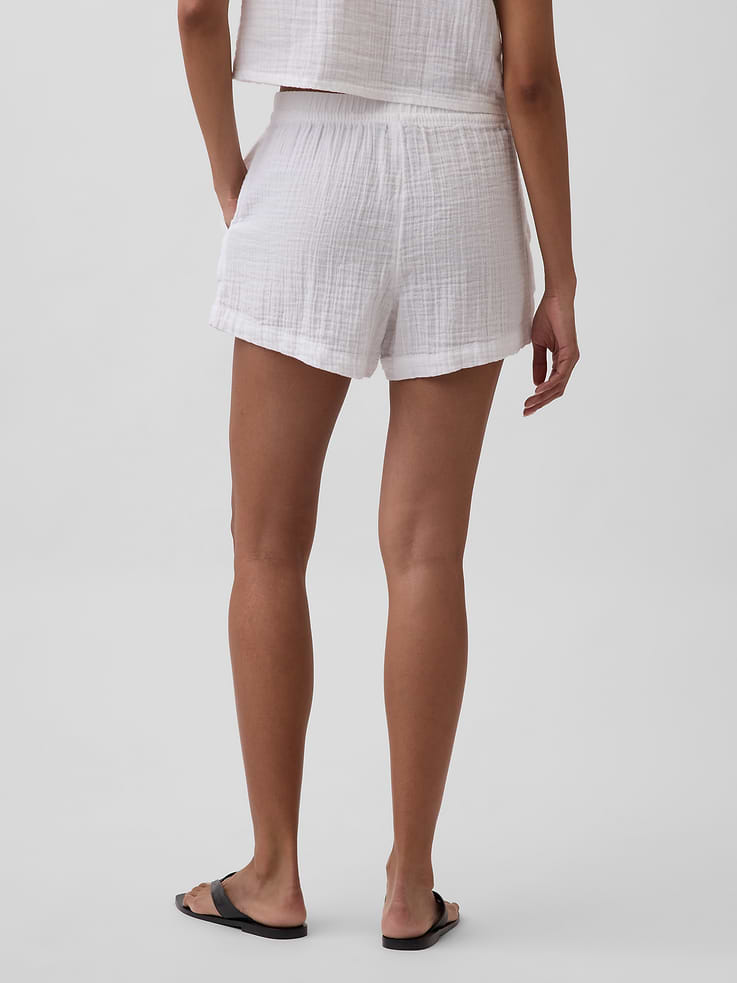Image number 4 showing, 4" Mid Rise Cotton Gauze Easy Shorts