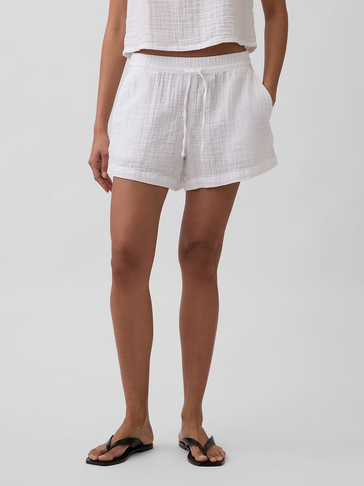 Image number 2 showing, 4" Mid Rise Cotton Gauze Easy Shorts