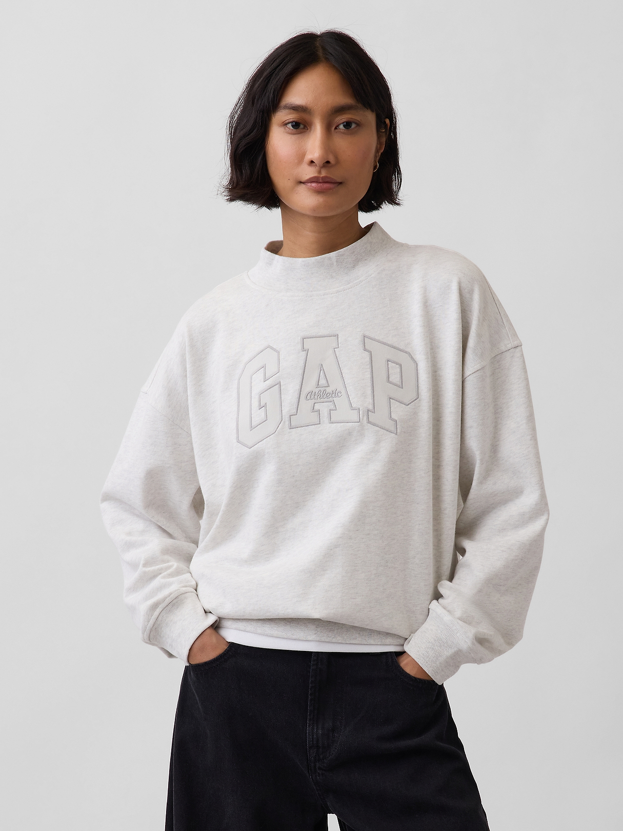 VintageSoft Terry Oversized Mockneck Logo Sweatshirt | Gap