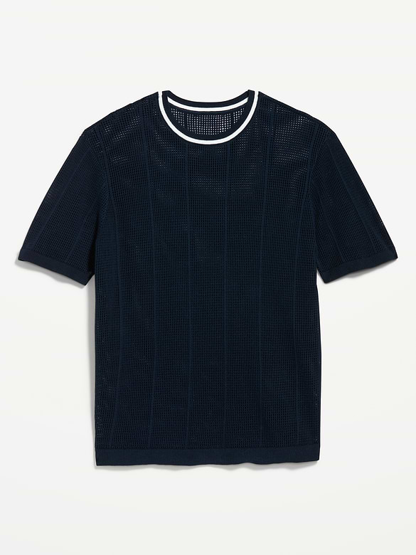 Relaxed Mesh-Knit T-Shirt