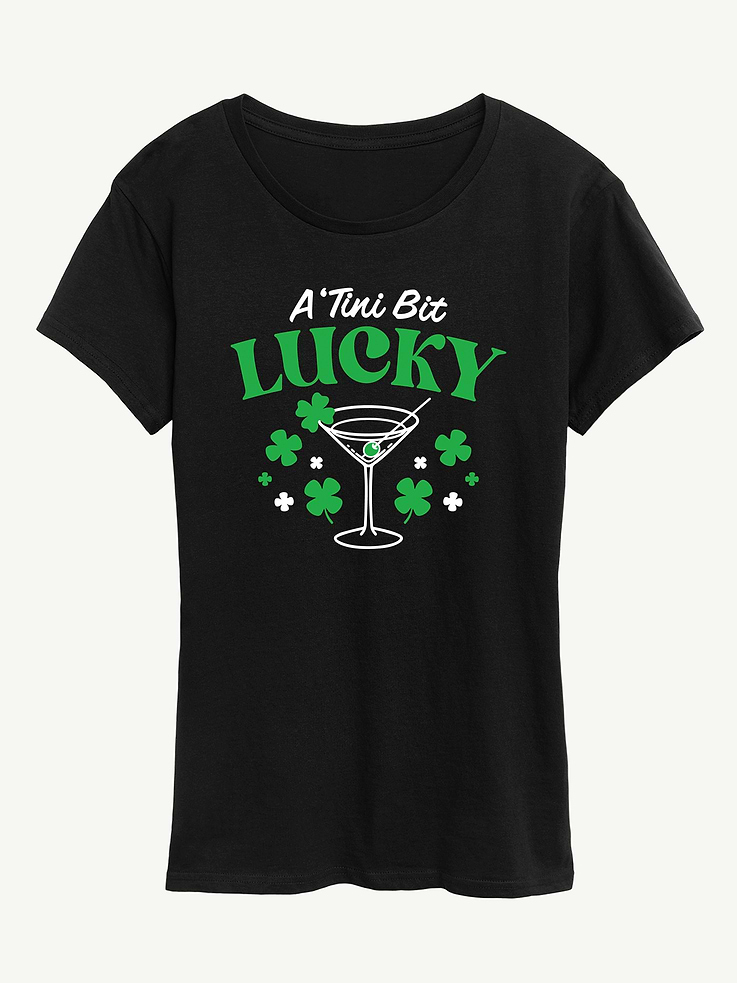 Image number 1 showing, A Tini Bit Lucky Short Sleeve Classic Fit Graphic T-Shirt