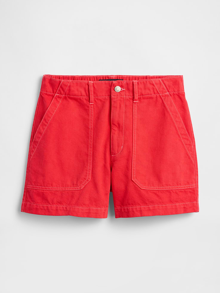 Image 5 of 5, 4" Mid Rise Denim Utility Shorts