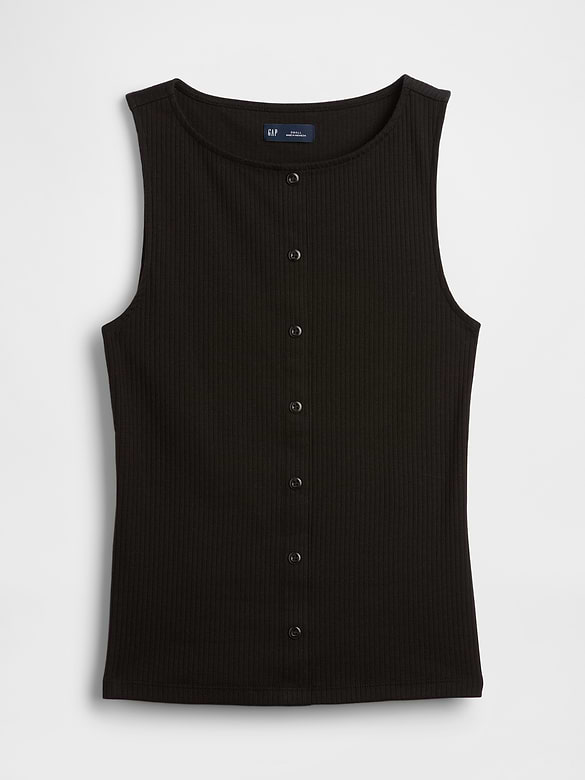 Ribbed Button-Up Top