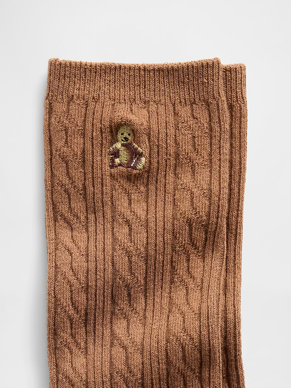 Brannan Bear Cable-Knit Crew Socks