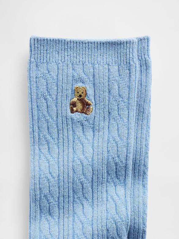 Brannan Bear Cable-Knit Crew Socks