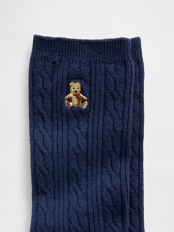 Brannan Bear Cable-Knit Crew Socks