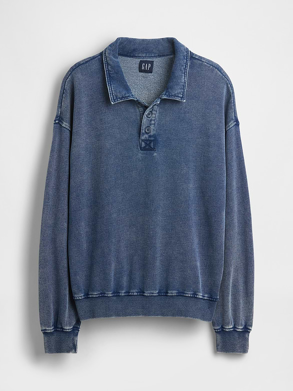 VintageSoft Terry Oversized Polo Sweatshirt