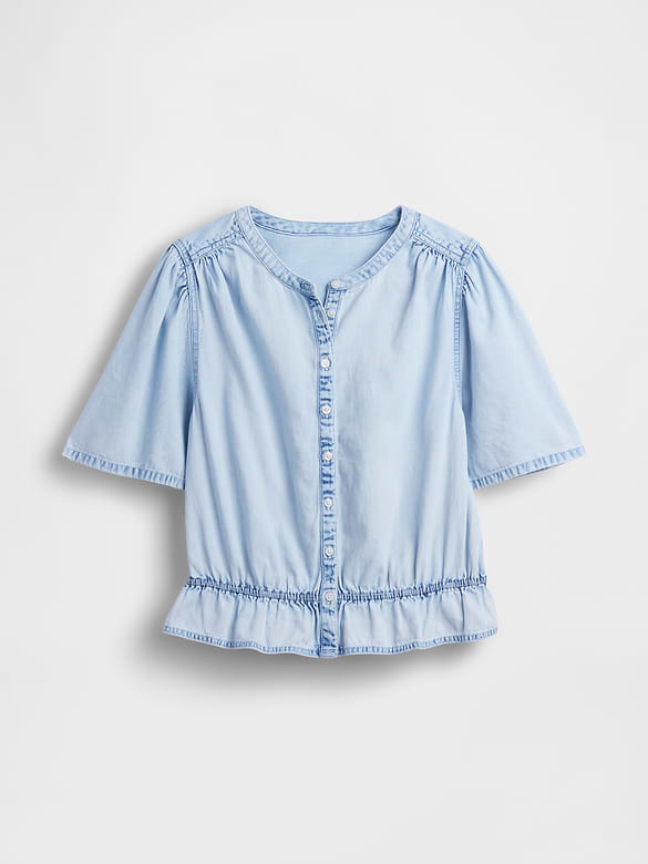 Denim Peplum Crop Top