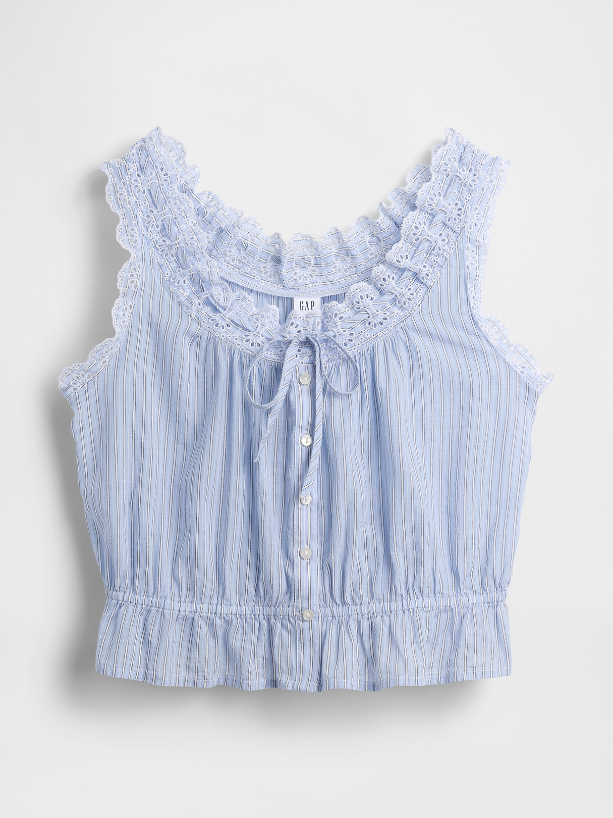 Eyelet Tie-Front Crop Peplum Top | Gap