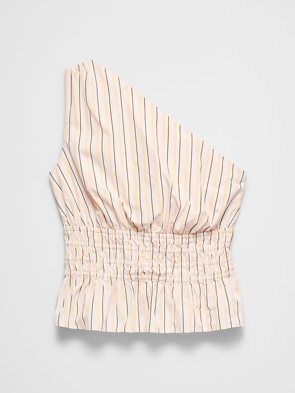 Voile One-Shoulder Smocked Top