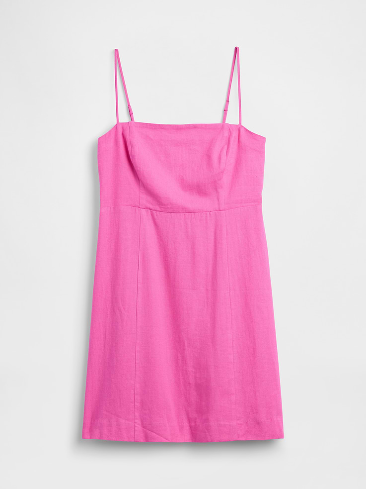Image 6 of 6, Linen-Blend Squareneck Mini Dress