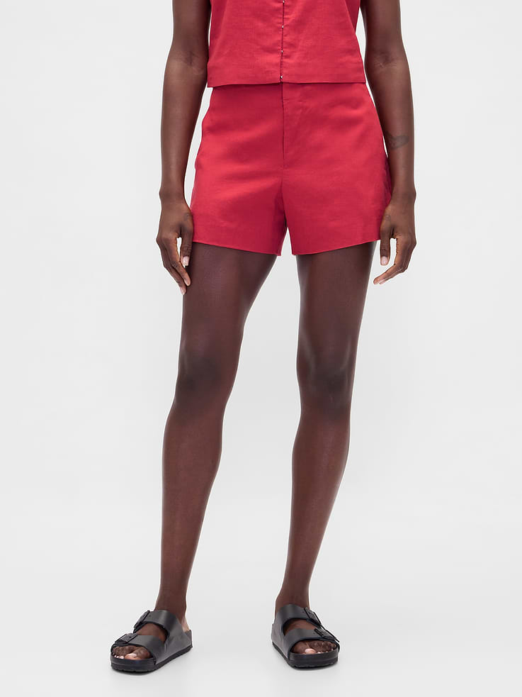 Image number 2 showing, 4" Mid Rise Linen-Blend Shorts