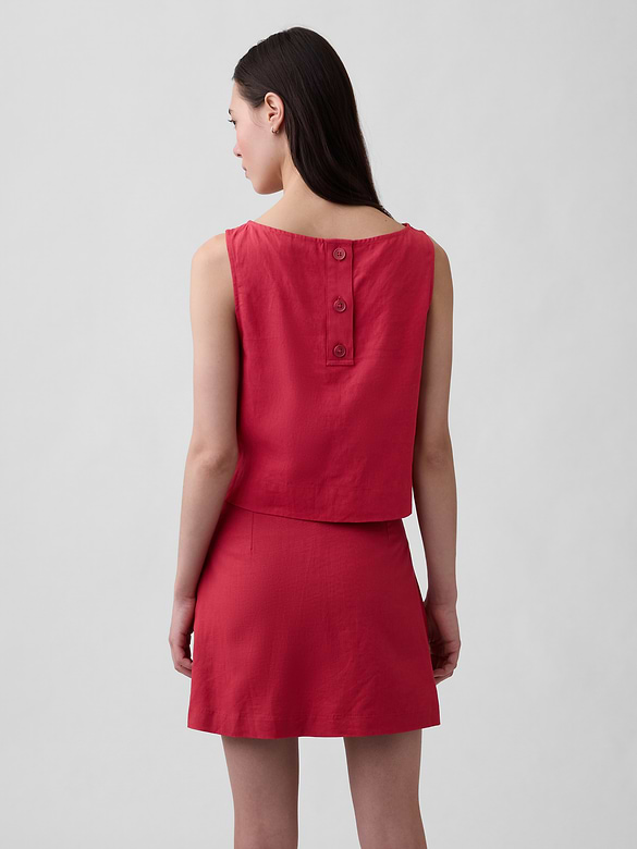 Linen-Blend Crop Shell Tank Top
