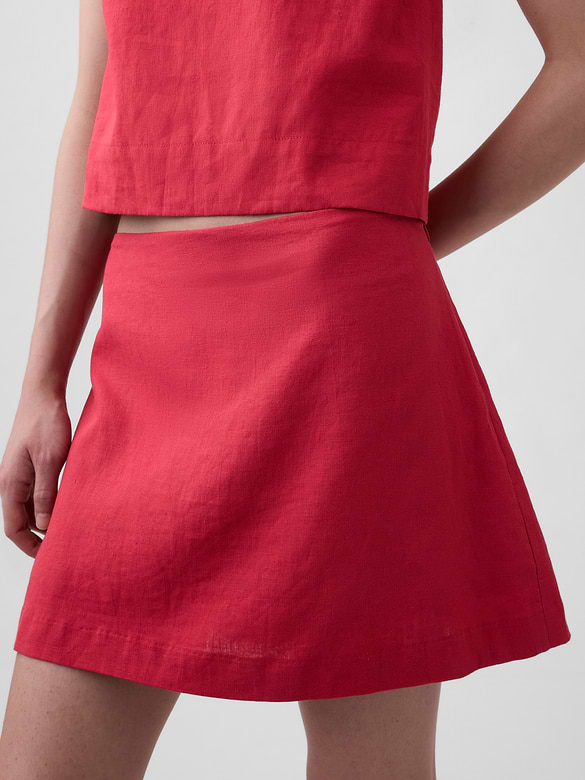 Linen-Blend Mini Skort