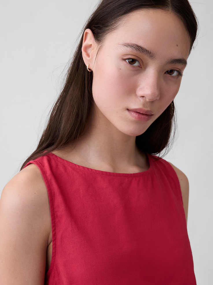 Image number 4 showing, Linen-Blend Crop Shell Tank Top