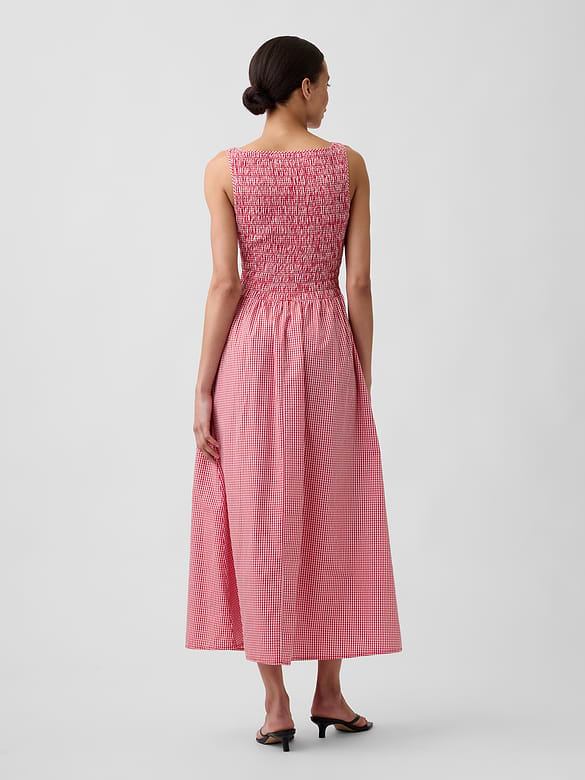 Smocked Boatneck Maxi Dress