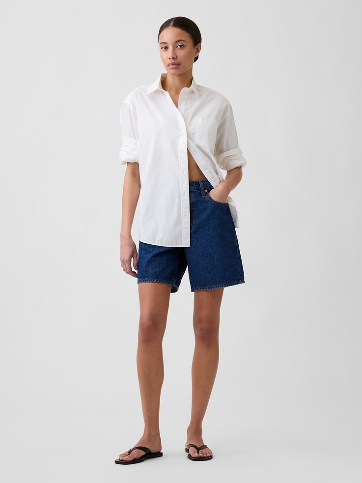 Image number 1 showing, Denim Midi Shorts