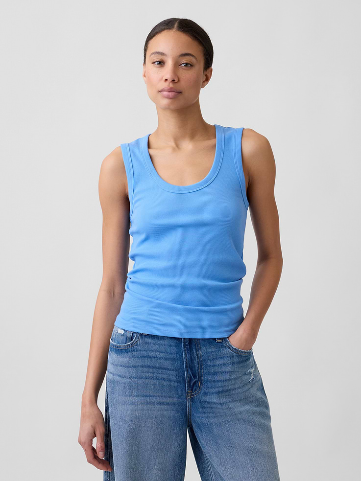 Image 1 of 5, Soft ribbed knit., Tank straps., Scoopneck., Select styles have allover print or stripes., Product #1175576