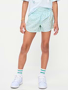 Image 1 of 4, elasticized waistband, seamed back yoke, integrated built-in brief liner, vented dolphin hem, light-reflecting old navy active logo at left hem, Product #696568