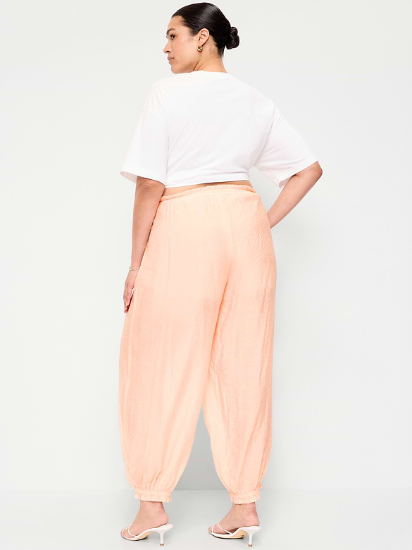 High-Waisted Sheer Chiffon Harem Pants