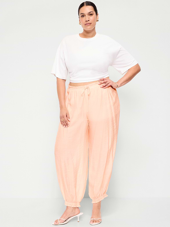 High-Waisted Sheer Chiffon Harem Pants