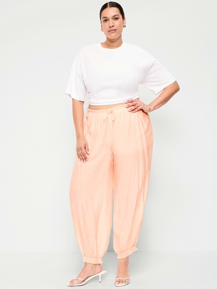 Image number 8 showing, High-Waisted Sheer Chiffon Harem Pants
