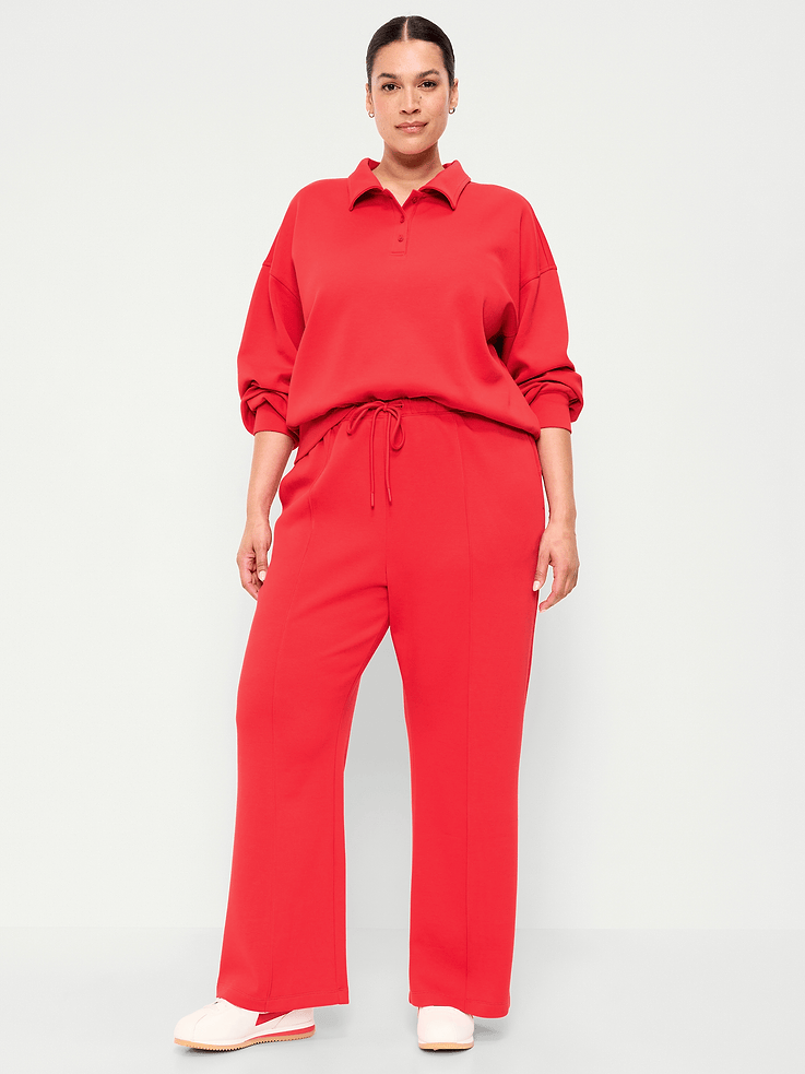 Image number 7 showing, Mid-Rise Dynamic Fleece Textured Wide-Leg Sweatpants