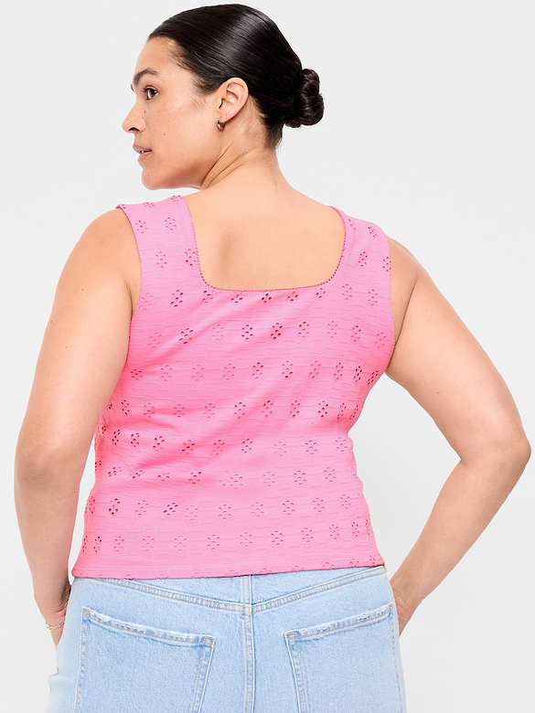 Seamed-Bodice Eyelet Tank Top
