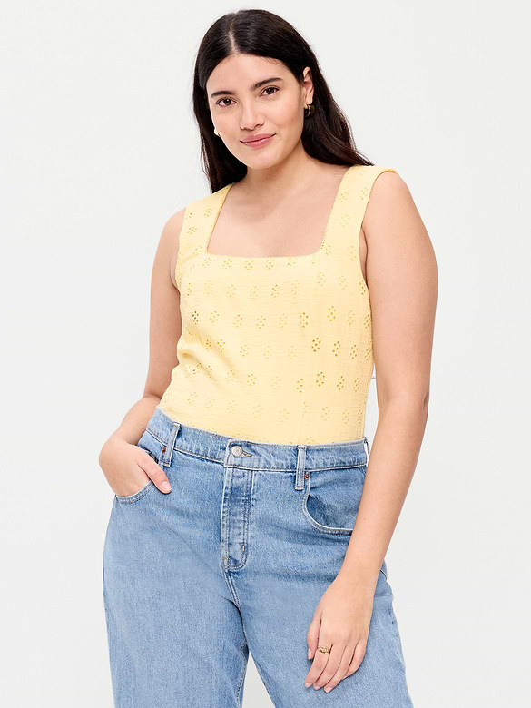 Camisole à broderie anglaise à corsage cousu