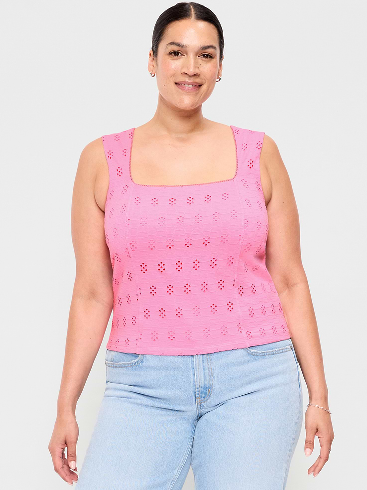 L'image numéro 8 présente Camisole à broderie anglaise à corsage cousu