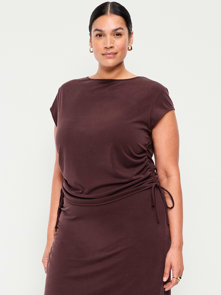 Image number 8 showing, Cap-Sleeve Shirred Side Top