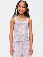 L'image numéro 1 présente Camisole ajustée en tricot pointelle à bordure en dentelle pour Fille