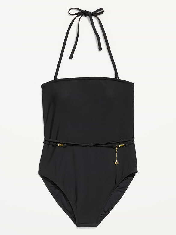 Strapless Belted One-Piece Swimsuit