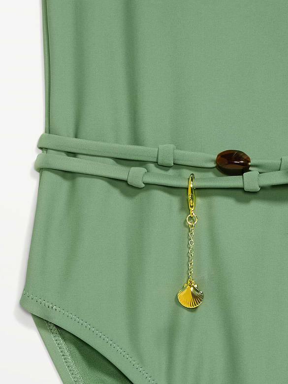 Strapless Belted One-Piece Swimsuit