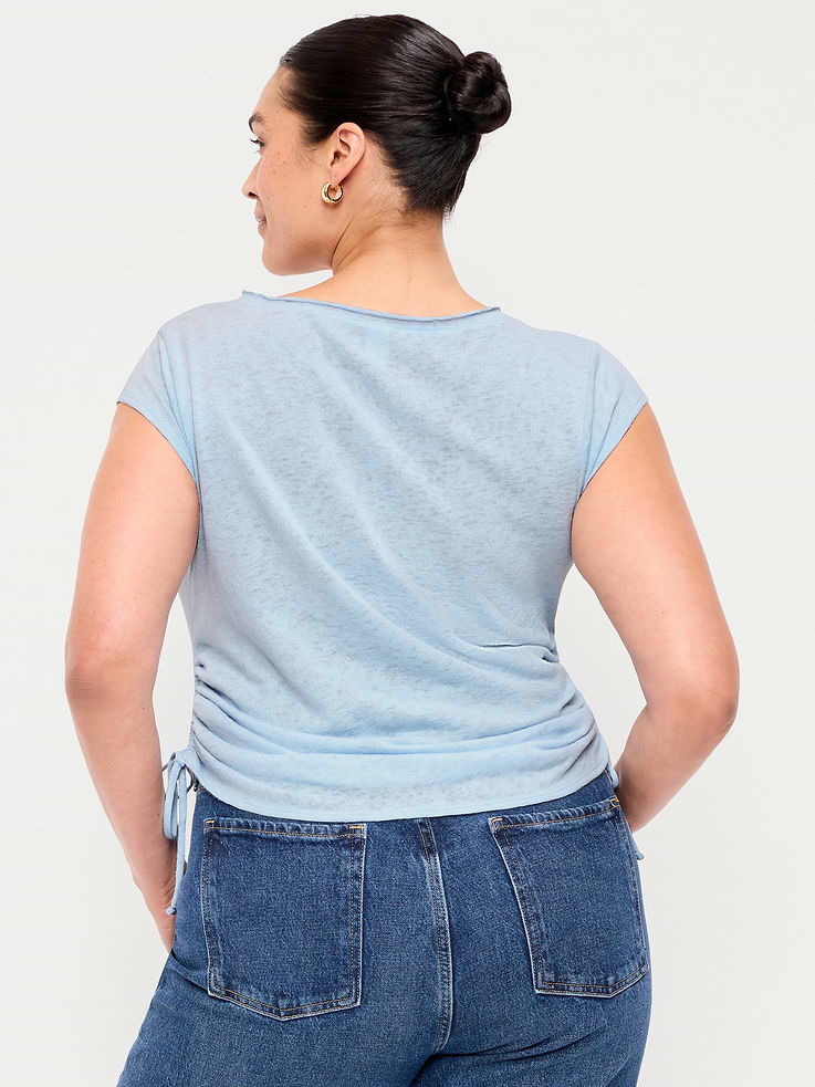Image number 9 showing, Cap-Sleeve Shirred Side Top