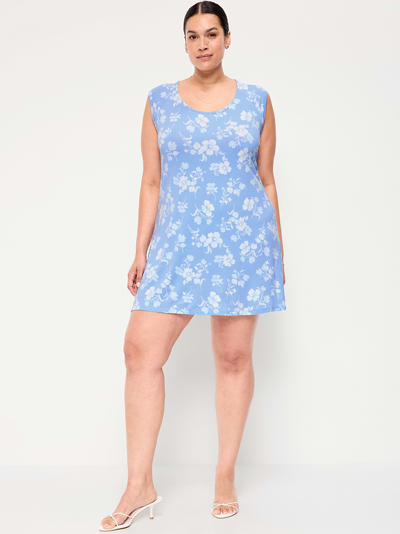 Short-Sleeve Scoop-Neck Mini Dress