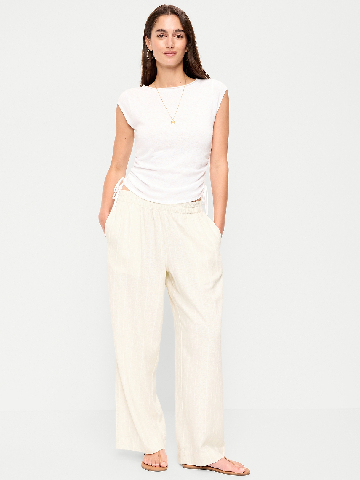 High-Waisted Linen-Blend Super Wide-Leg Pants | Old Navy