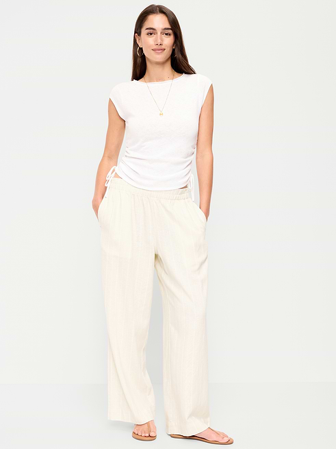 High High-Waisted Linen-Blend Super Wide-Leg Pants on clearance at Old Navy — 50% off