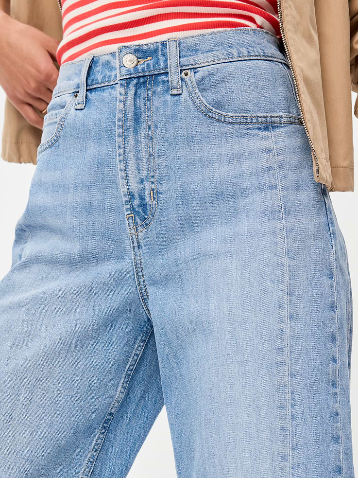 Image number 5 showing, High-Waisted Baggy Barrel Ankle Jeans
