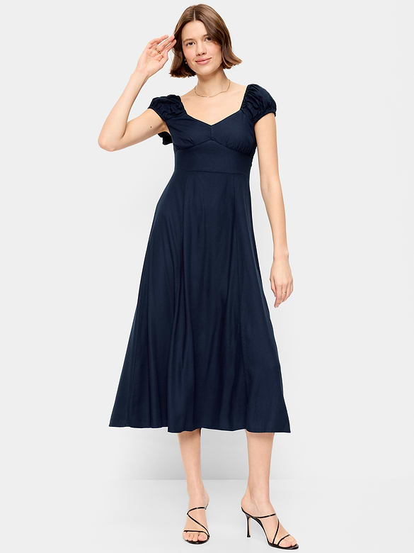 Short-Sleeve Fit & Flare Midi Dress