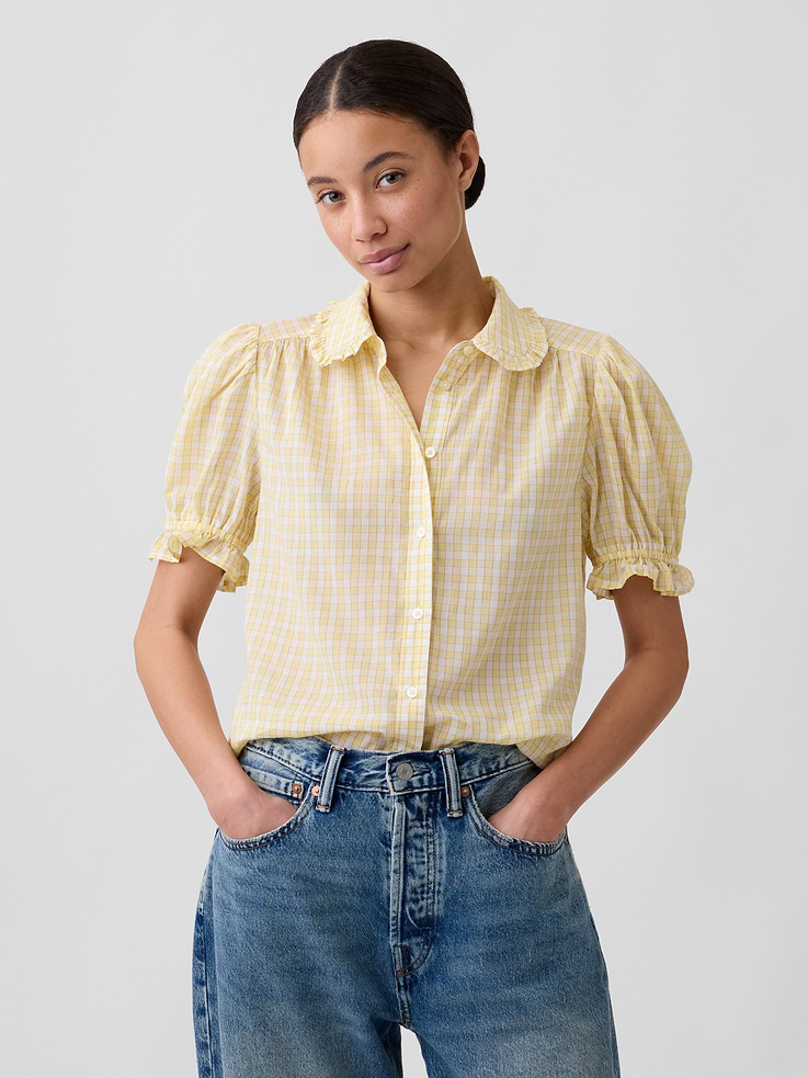 Image number 1 showing, Relaxed Voile Puff Sleeve Top