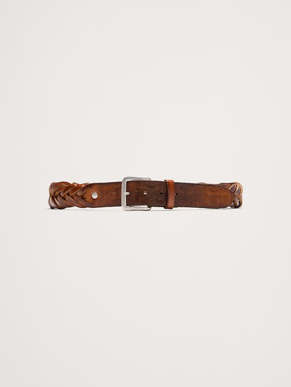 Ceinture en cuir repoussé tressé